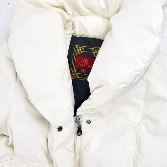 Cole Haan Women's Large Fill 80% Down, 20% Feather Coat Ivory Cream Jacket EUC - Picture 7 of 16